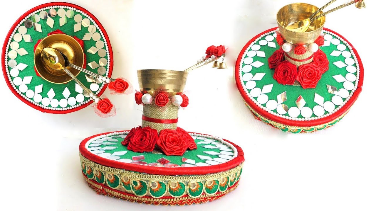 DIY - How to make decorative Wedding Tray/ Plate? Wedding decoration Ideas | Kansar thali