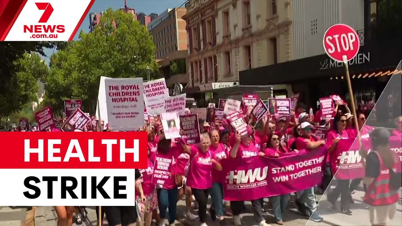 Healthcare workers strike over pay dispute | 7NEWS