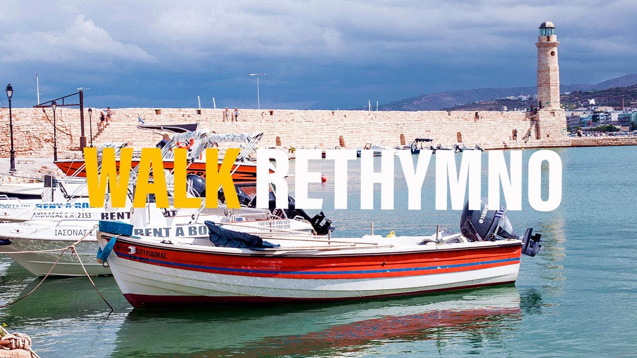 October Walk in Cozy Streets of Rethymno, Crete