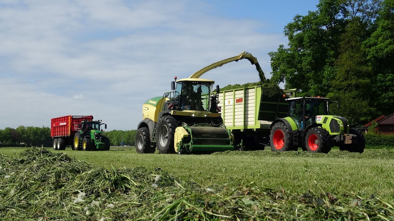Grasseizoen, Krone Big X 630 + John Deere 6215R + New Holland T7050 | Nikkels | Grass Harvest | 4K