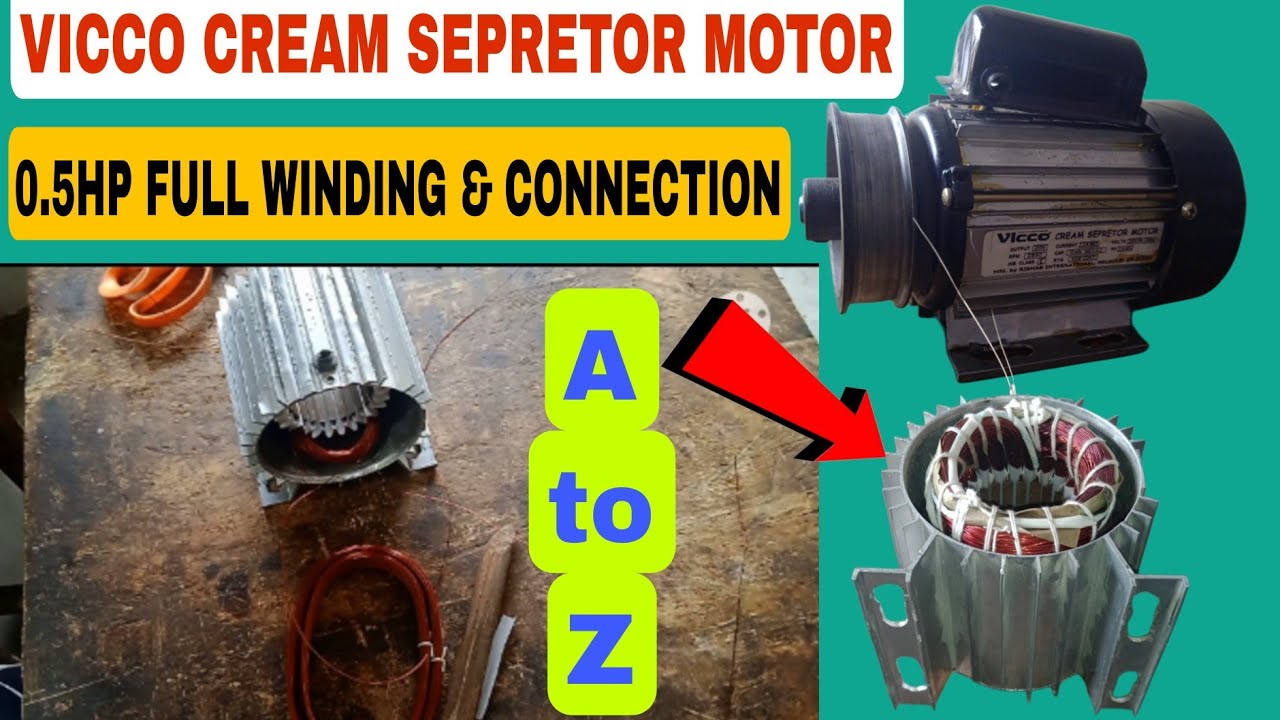 ☑️Water Pump Winding! 0.5HP Vicco Cream Sepretor motor winding! How to do water motor pump!!💡A to Z,