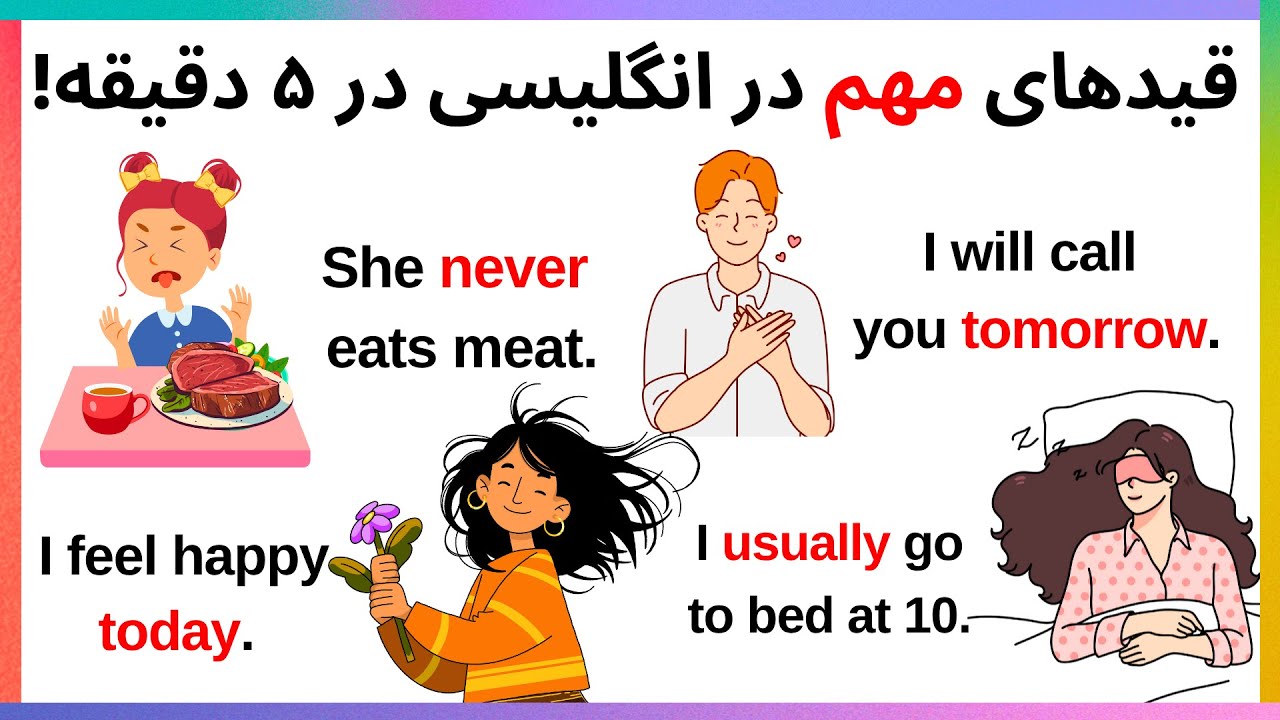 قیدهای زمان در انگلیسی فقط در چند دقیقه یاد بگیر ⏰ #آموزش_انگلیسی_به_فارسی