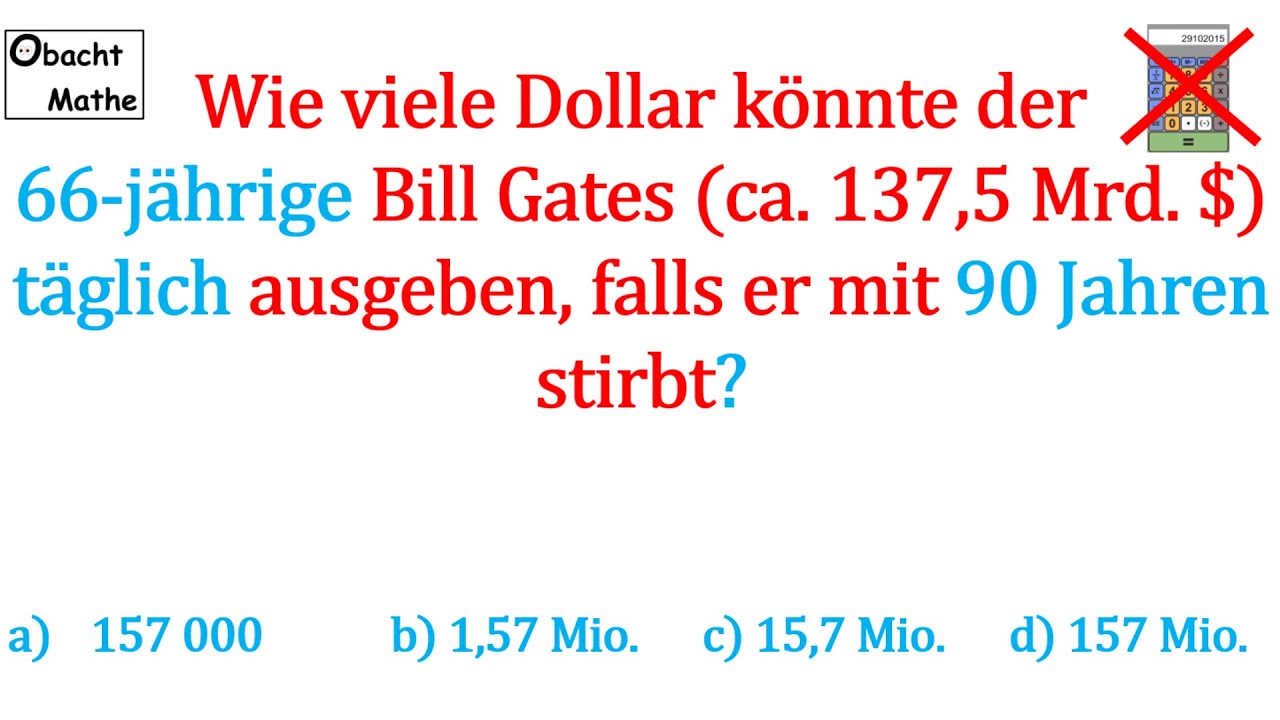 👀 Mathe Basics #119 👀 Bill Gates´ Vermögen | Hast DU Mathe wirklich verstanden | ObachtMathe