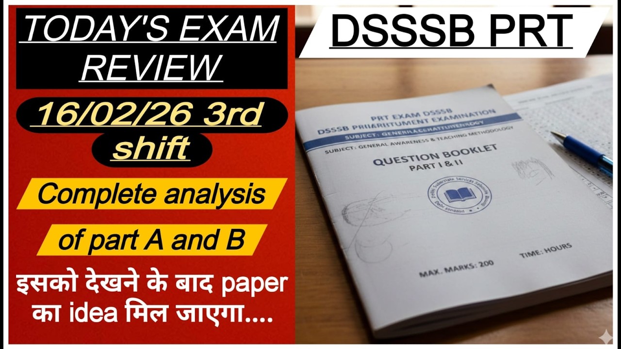DSSSB PRT EXAM Review Both Part A &B  exam date 13/02/2026 #dsssb_prt