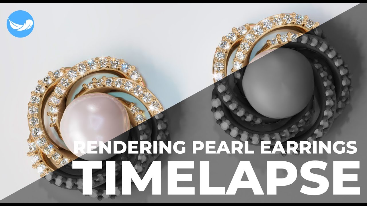 Timelapse: rendering pearl earrings