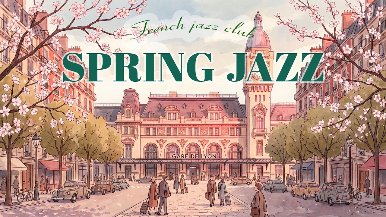 Spring in Paris 🌸 Morning Movie Jazz for Study, Work & Cozy Coffee Moments (NO MID-ROLL ADS)