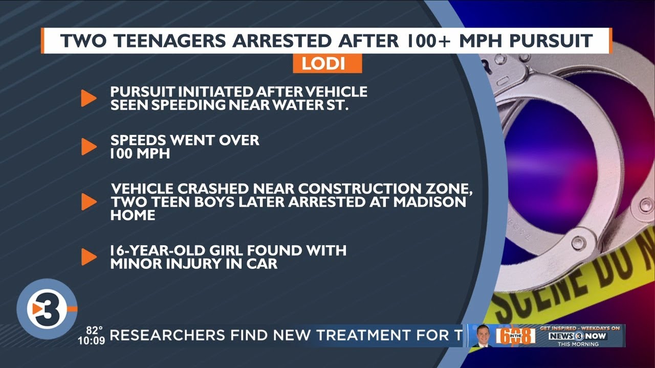 Two teens arrested following chase in Lodi that reached speeds over 100 mph