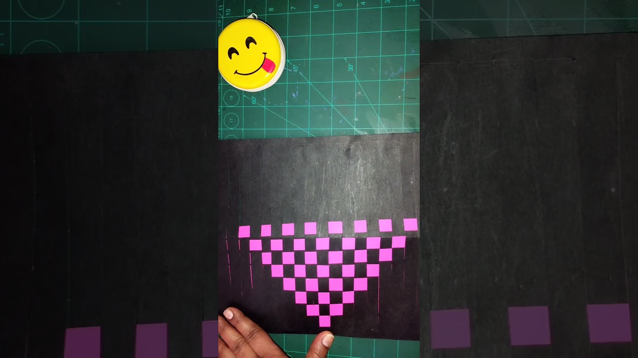 paper mat || paper heart design || paper weaving || #shorts