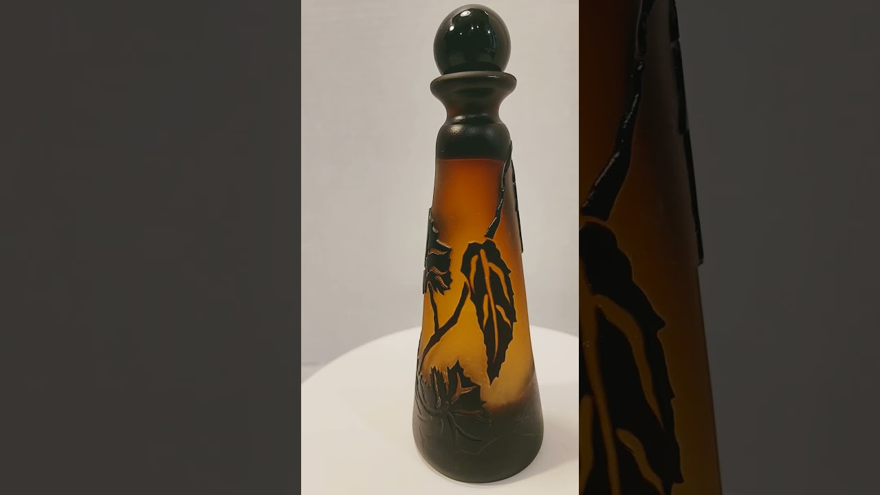 SOLD Amber Glass Bottle Metal Leaves Overlay Taiwan #shorts #amberglass #leaves #glassbottle