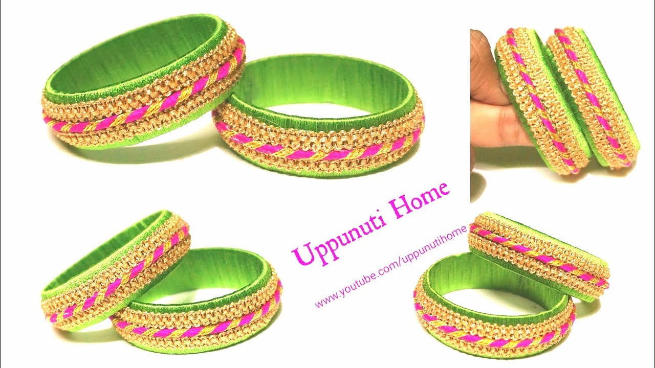 How To Make Silk Thread Bangles by Using Glue Gun & Fancy Laces | DIY | Bridal bangles| uppunutihome