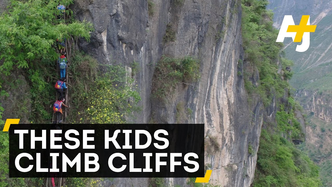 Kids Climb Cliffs To Get To And From School