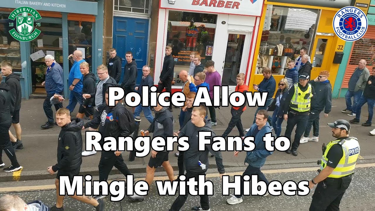 Police Allow Rangers Fans to Mingle with Hibees -  Hibs 2 - Rangers 2 - 20 August 2022