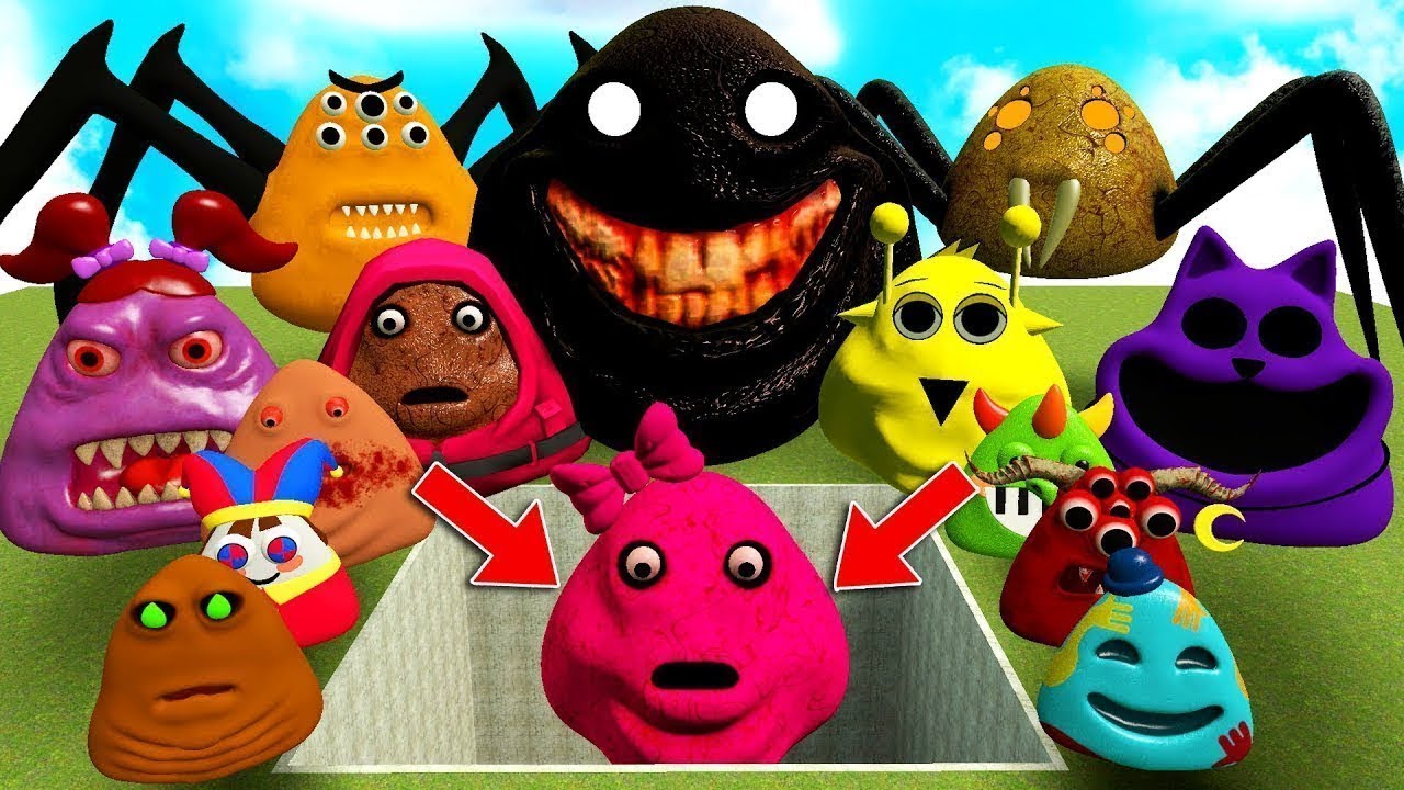 🕳️ALL NORMAL 3D POU BOU'S REVENGE Monsters VS SCARY PINK GIRL POU in BIG HOLE in Garry's Mod