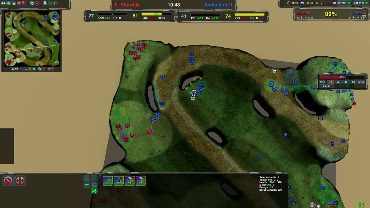 Zero-K - 1v1 analysis - Stuart98 vs player foxfaction