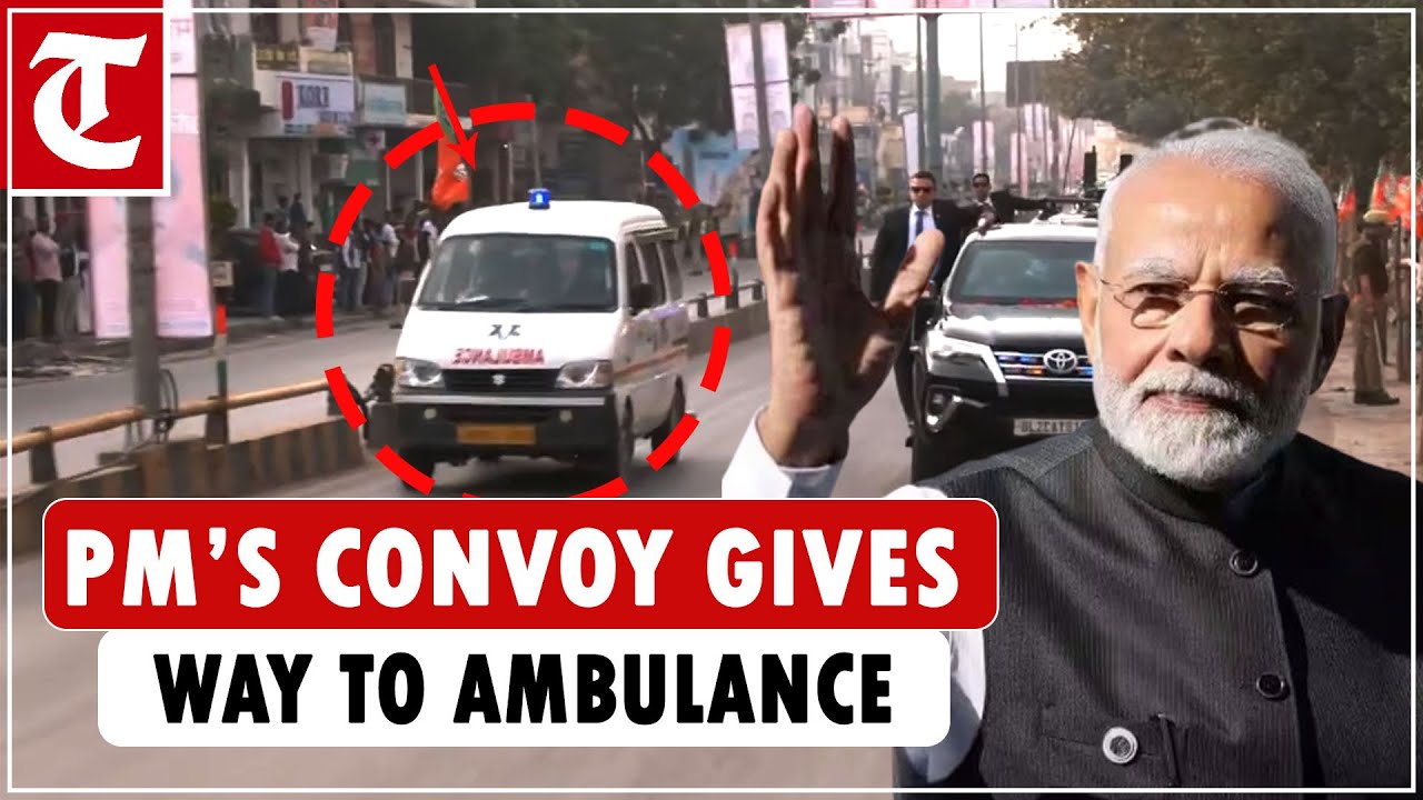Watch: PM Modi&rsquo;s convoy gives way to ambulance during roadshow in Varanasi