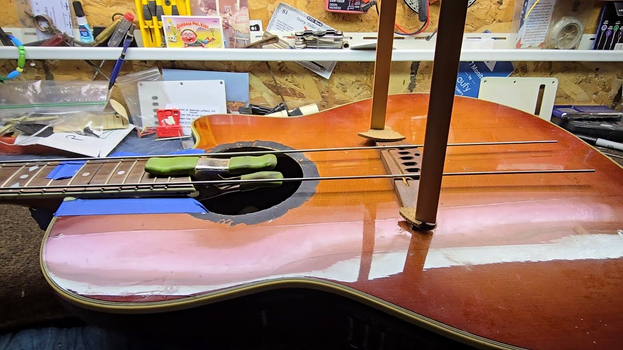 Guitar repair. Ovation celebrity gets a bolt on neck conversion reset and alignment. 2024