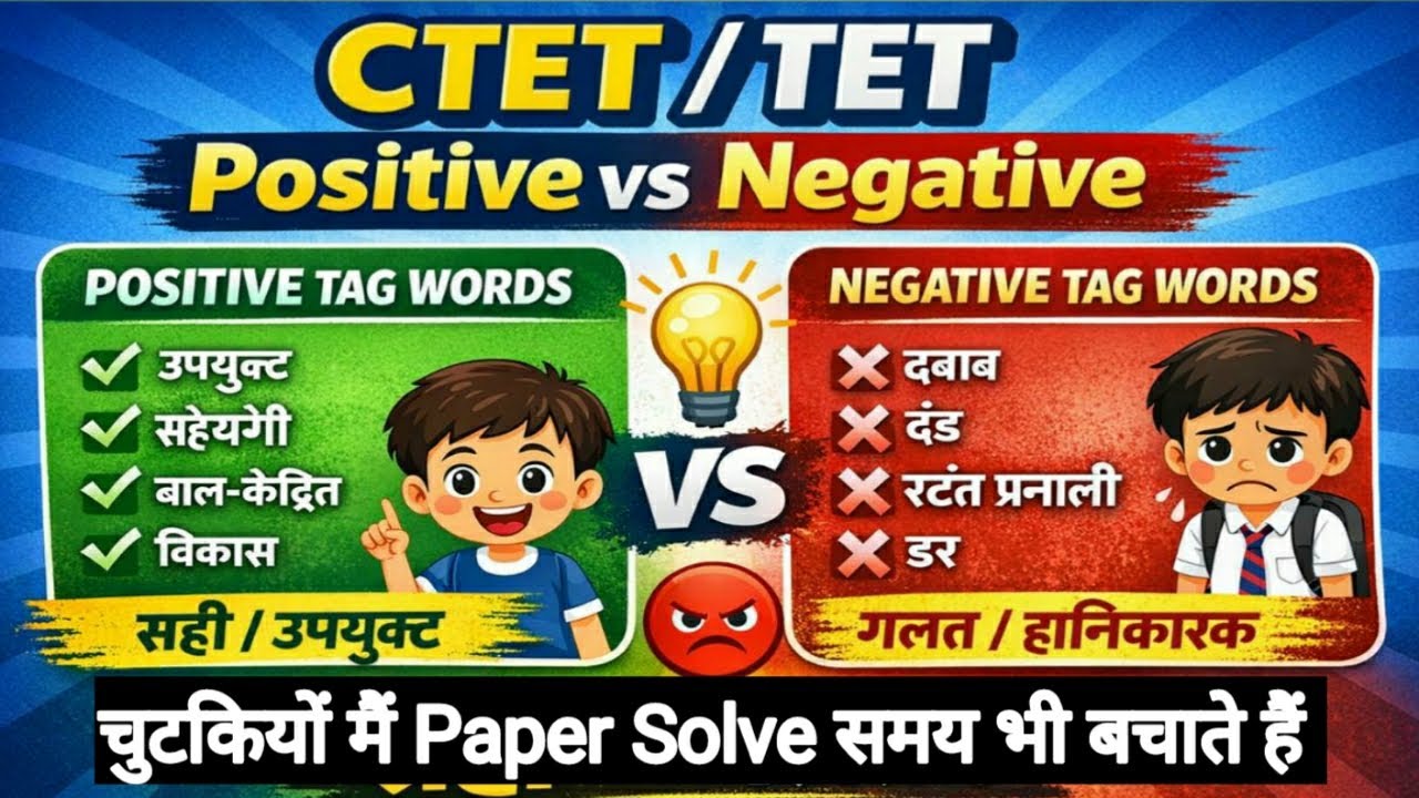 POSITIVE /NEGATIVE TAG WORDS | CTET 2026 | HTET 2025 