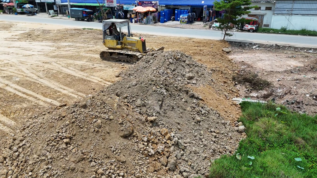UPDATE NEW VIDEO!! Working Filling Land Use Dozer D37P Komatsu And Dump Trucks 5Ton
