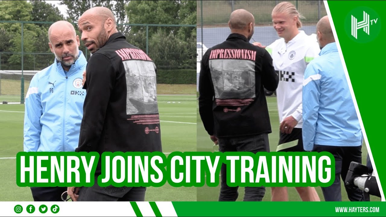 Thierry Henry joins Pep & Haaland for Man City open training! | UCL Final
