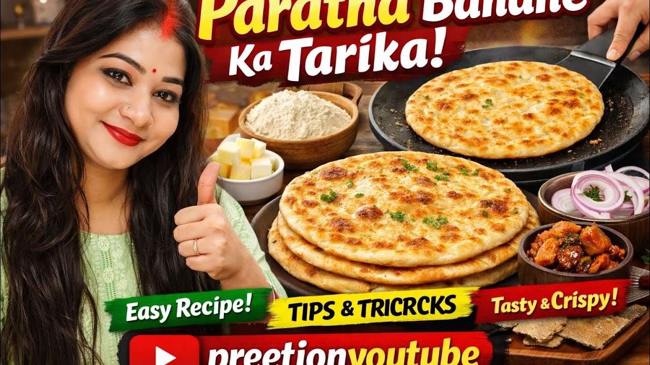 घर पर पराठा बनाने का आसान तरीका | Crispy Paratha Recipe | PreetionYouTube
