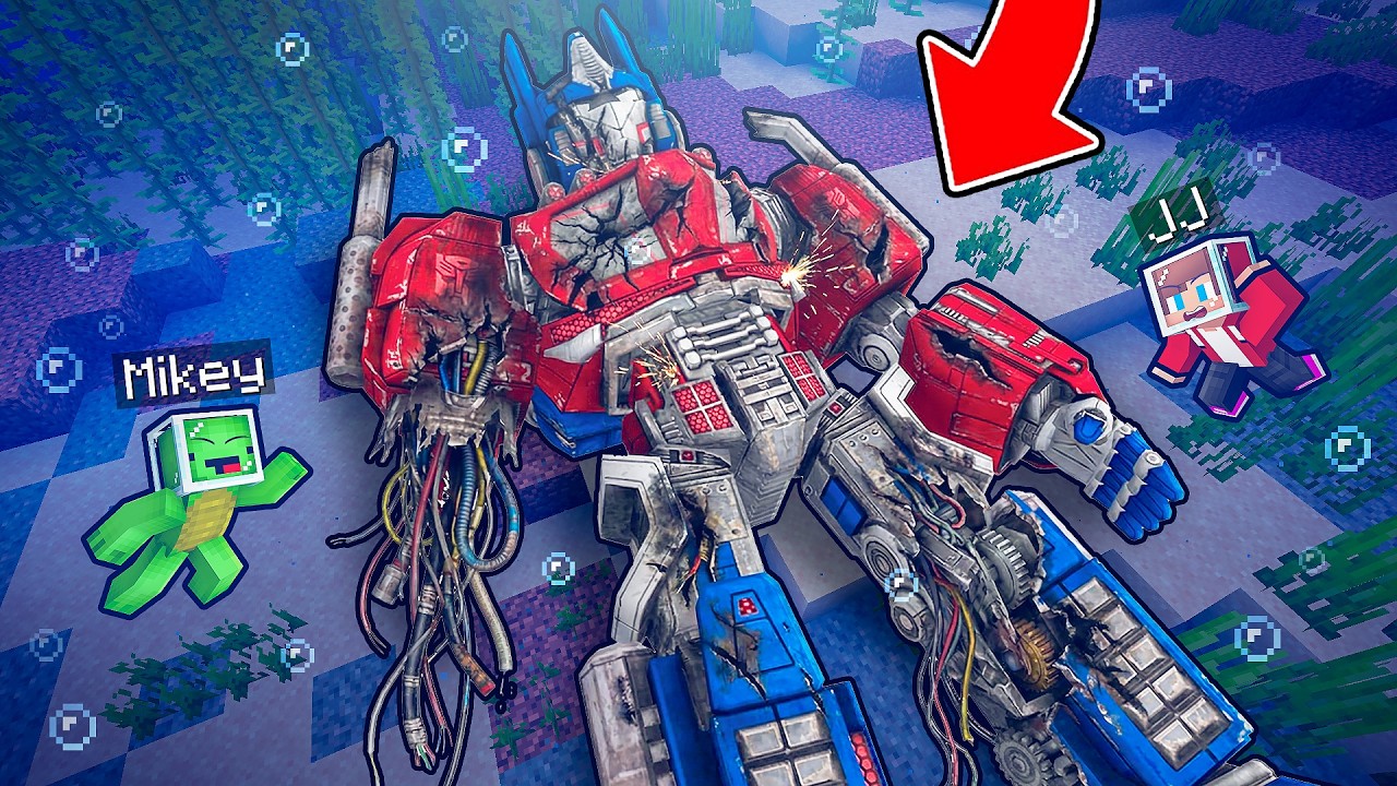 JJ and Mikey Found BROKEN TRANSFORMERS Underwater in Minecraft - Maizen