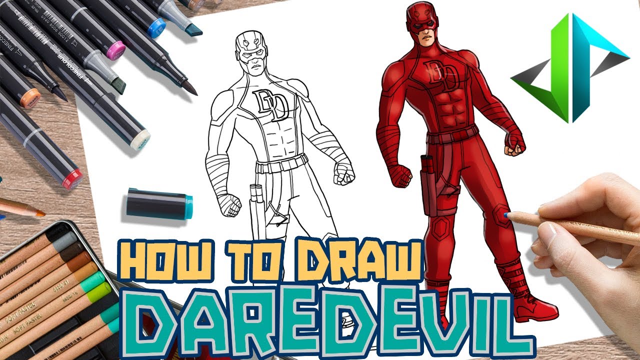 [DRAWPEDIA] HOW TO DRAW *NEW* DAREDEVIL SKIN from FORTNITE - STEP BY STEP DRAWING TUTORIAL