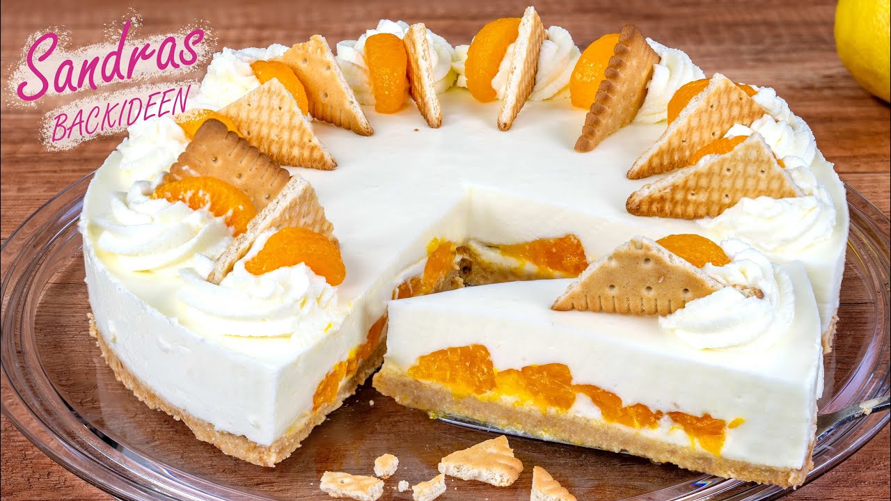 Zitronen-Joghurt-Torte mit Mandarinen - leicht und fruchtig | No bake
