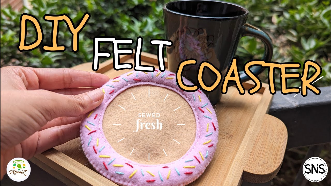 Easy DIY felt coaster | Sewing craft project tutorial with free PDF pattern | Donut shaped coaster