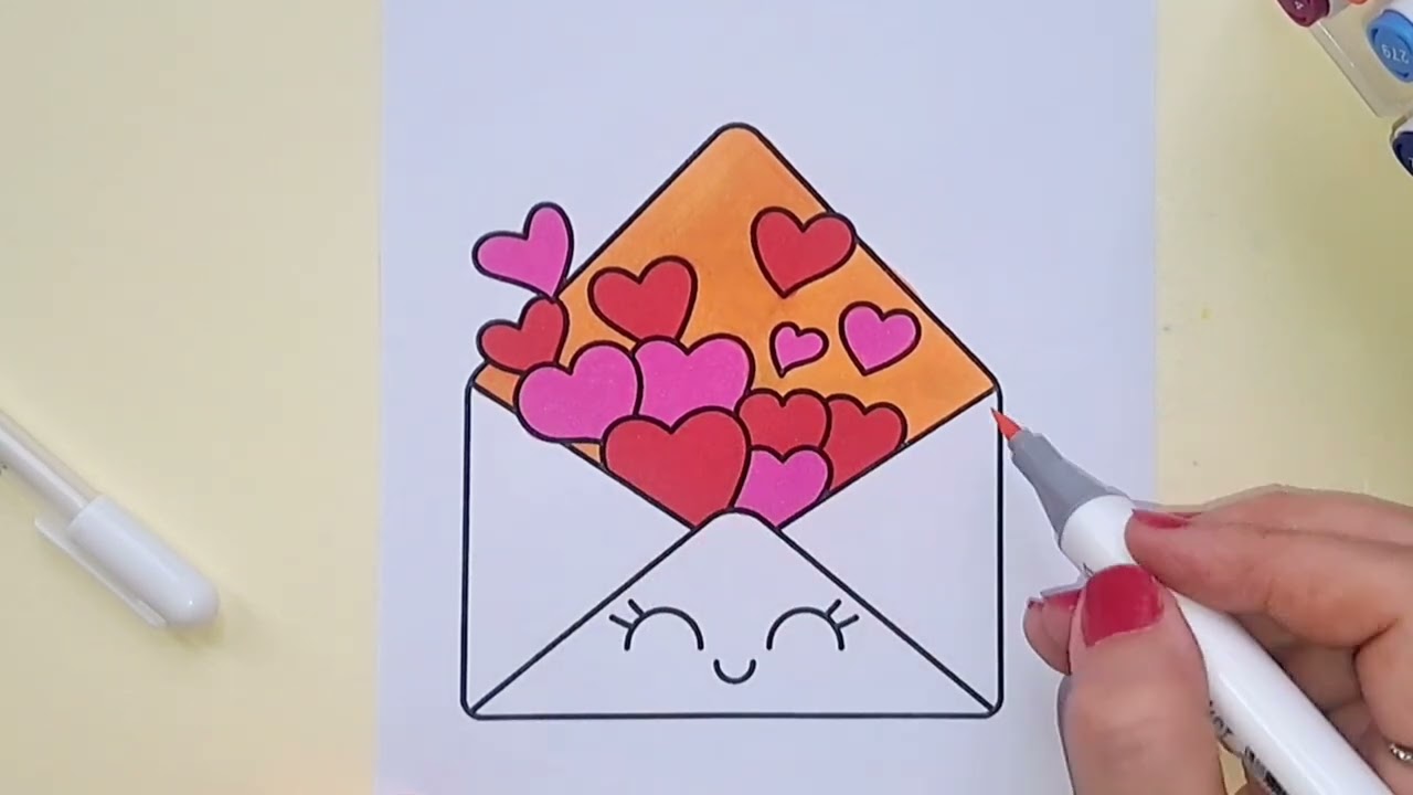 Love-Filled Envelope💌 Drawing#relaxingcoloring #asmrdrawing #kawaiiart #cutecoloring #pastelvibes