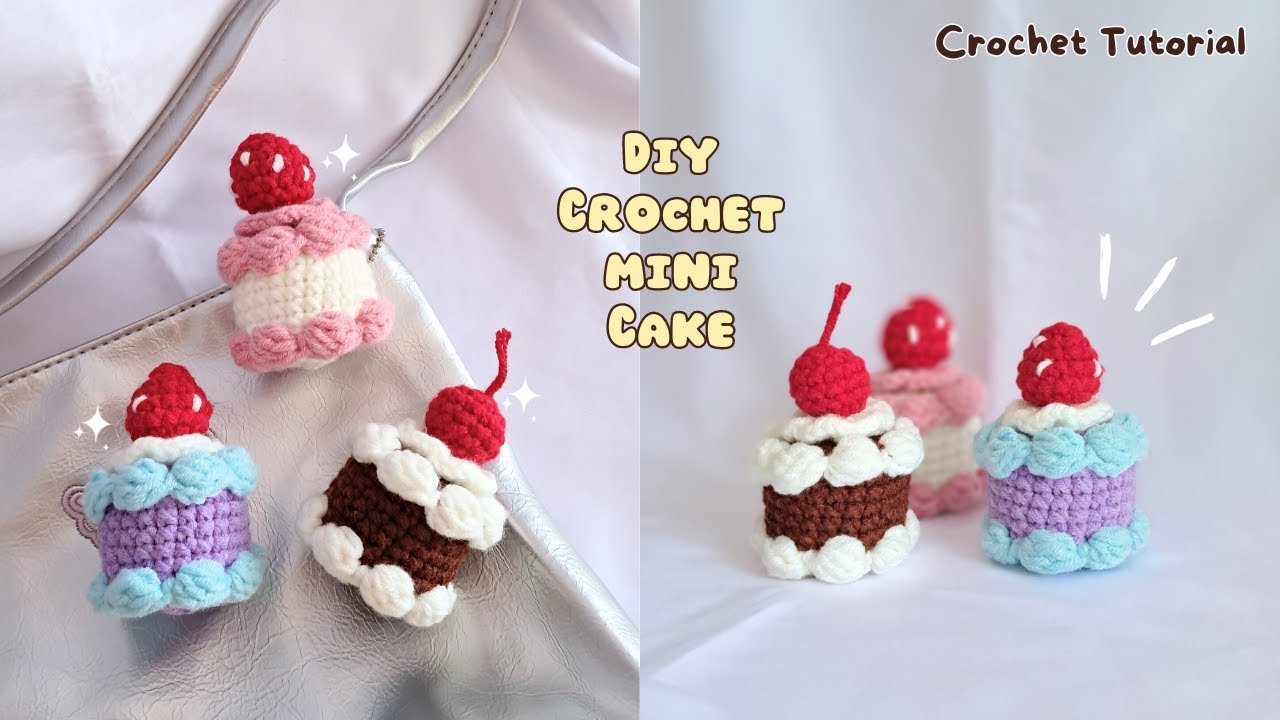 Mini Cake Keychain Crochet Tutorial | Simple Amigurumi Tutorial