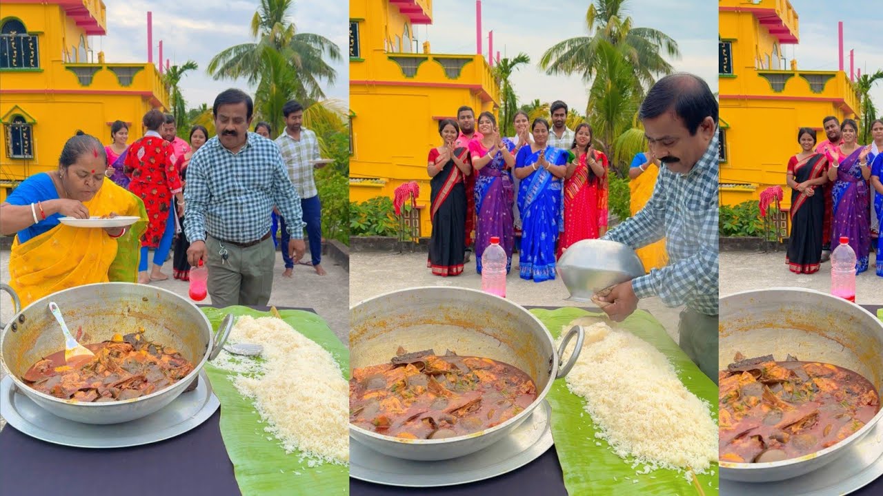 Fish Curry and rice with eggplant Unlimited Eating Funny Challenge