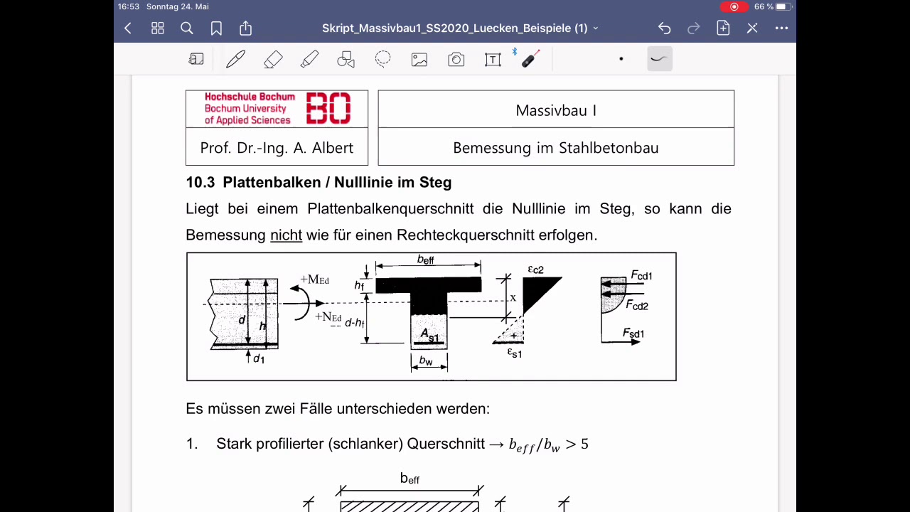 Massivbau 1, Vorlesung 18 - Bemessung Plattenbalken 2