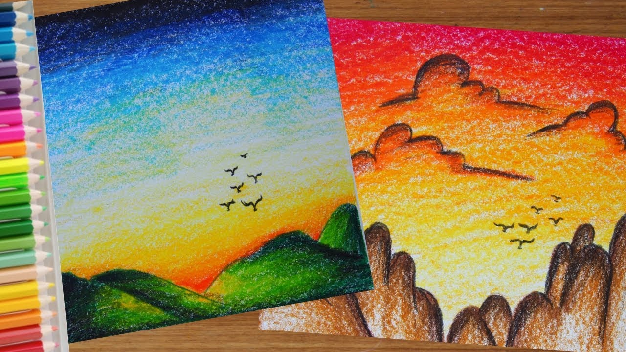 ระบายสีท้องฟ้า สวยๆ (สีไม้) | How to draw Beautiful Sky