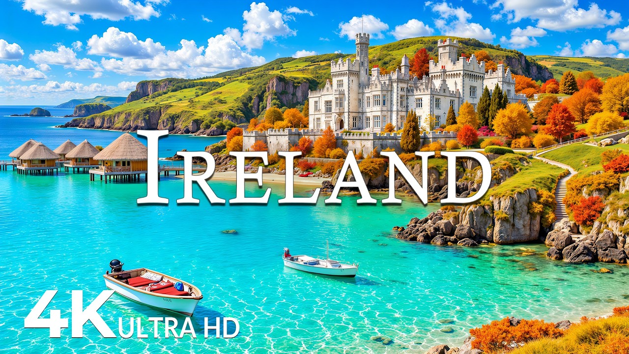 FLYING OVER IRELAND (4K UHD) &ndash; Soothing Music Along With Beautiful Nature Video - 4K Video ULTRA HD