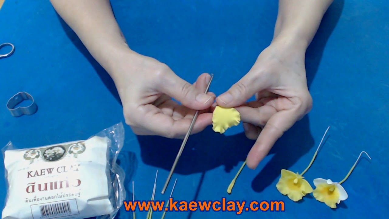 การสอนทำดอกเอื้องผึ้ง(How to make Dendrobium Lindleyi with KAEWCLAY)