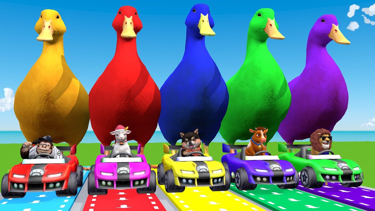 Long Slide Game With Cow Elephant Gorilla Hippopotamus Tiger 3d Animal Game Funny 3d Animals