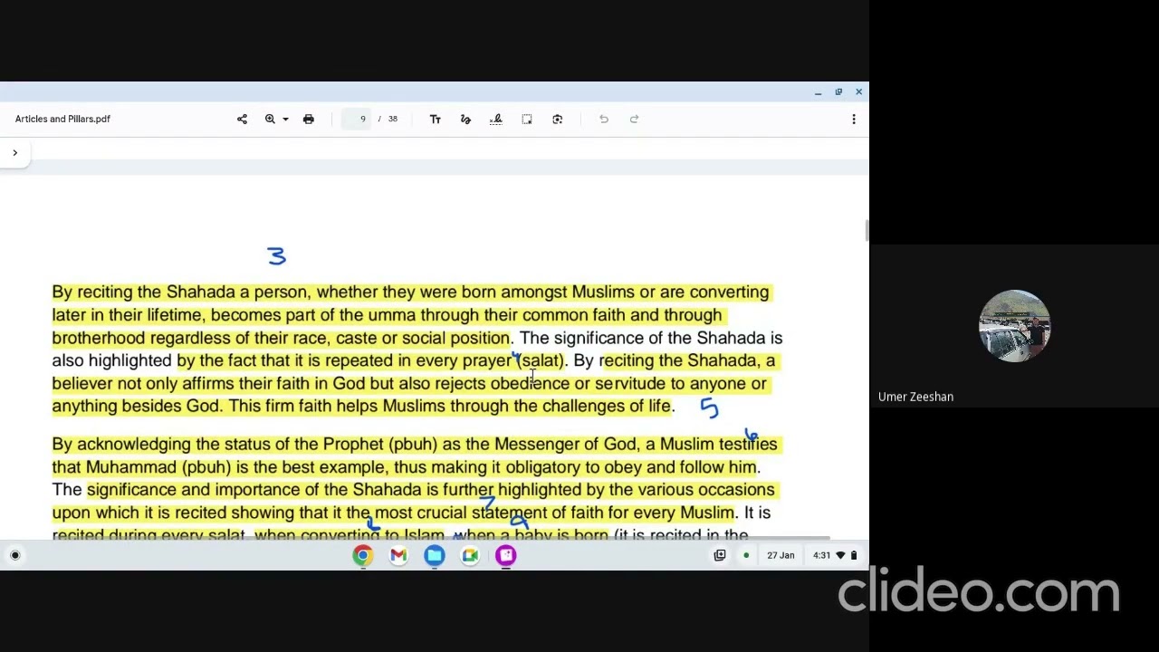 online class 27 Jan (Pillars of Islam part 1)