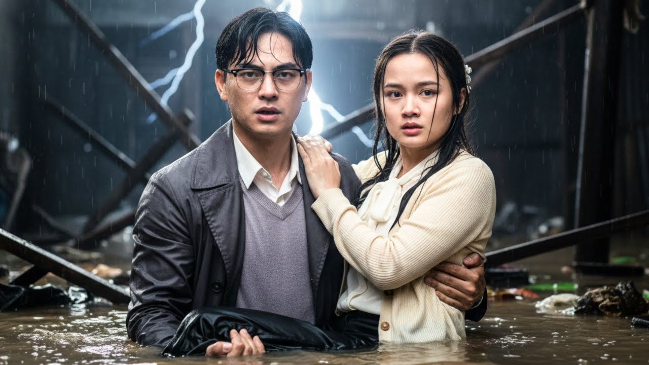 James carries Diep to the roof! The river rises as they wait for help