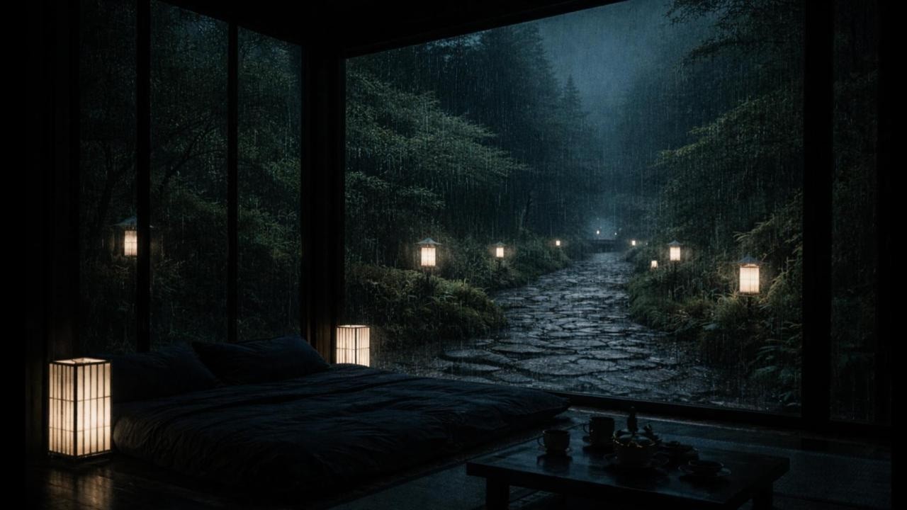 -Heavy Rain in a Dark Room 🌧️ Deep Sleep Night Ambience (No Talking)