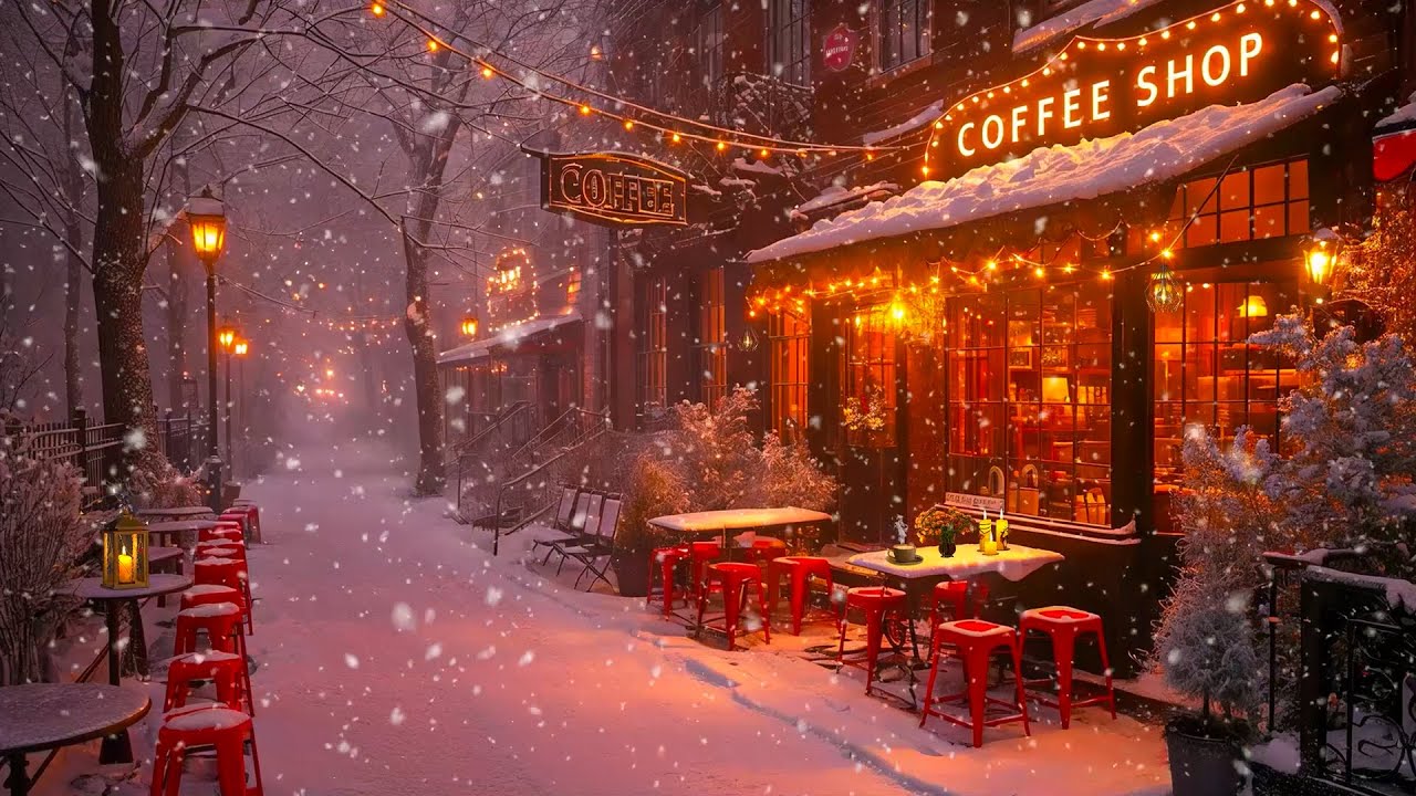 Relaxing Jazz Playlist for an Upbeat Mood ☕ Cafe on Small Winter Street and Soothing Piano Jazz ❄️