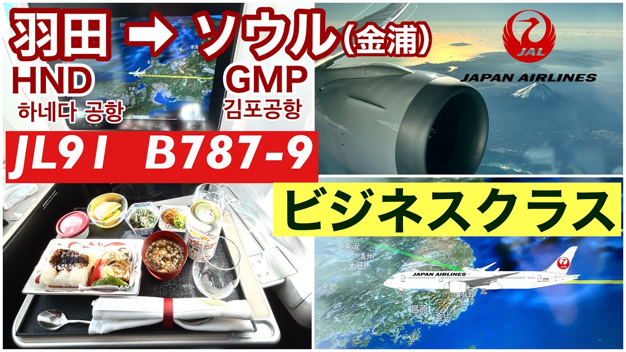 ＪＡＬ　羽田➡︎ソウル（金浦）　Ｂ７８７-９　ビジネスクラス　搭乗記　（空撮）
