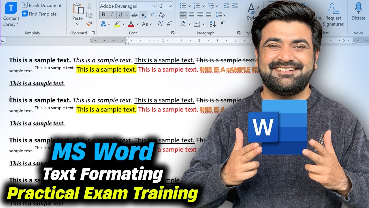 MS Word Text Formatting Practical Exam Training