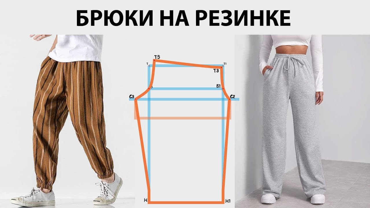 Такие брюки сможет сшить КАЖДЫЙ!  Простое и понятное построение за 5 минут. Брюки на резинке.