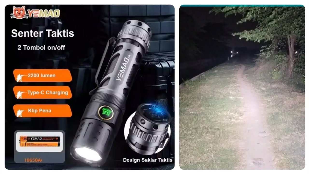 Murah tapi mewah !!!!!! YEMAO A6 Senter tactical keren dan mantap cuma 50 ribuan 4x++