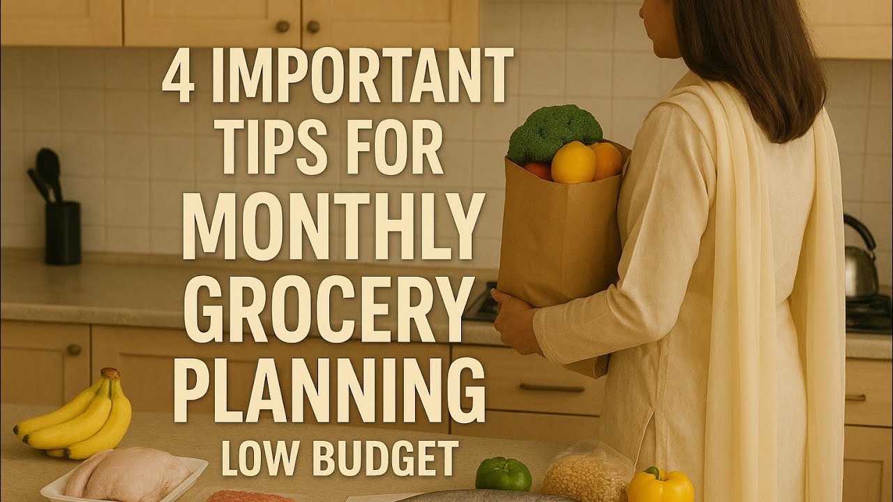 4 important tips of perfect grocery planning, low budget monthly grocery planning by Mrs Khalid 