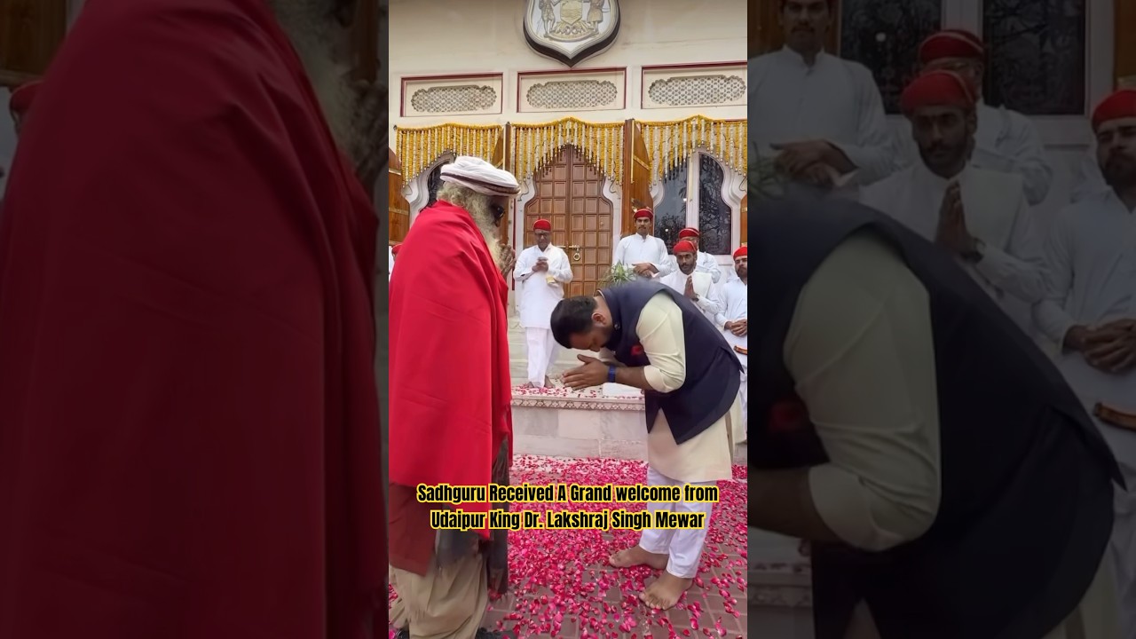 Royal Welcome for Sadhguru at Udaipur City Palace 👑✨from Udaipur King Dr. Lakshraj Singh Mewar 🙌