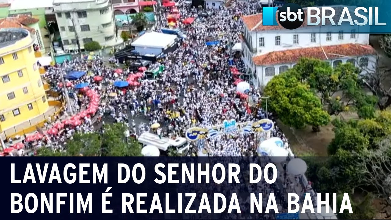Fiéis participam da Lavagem do Senhor do Bonfim, em Salvador | SBT Brasil (11/01/24)