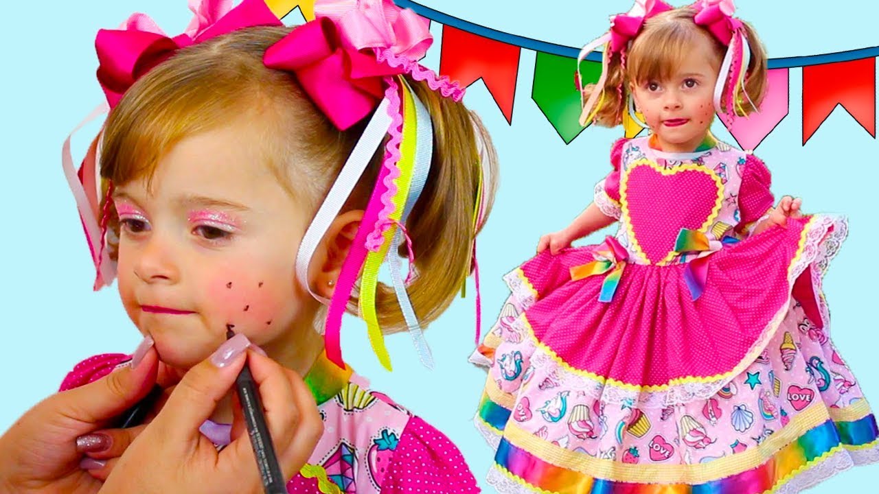 Arrume-se comigo para festa junina na escola | Jéssica Godar e Laurinha e Helena