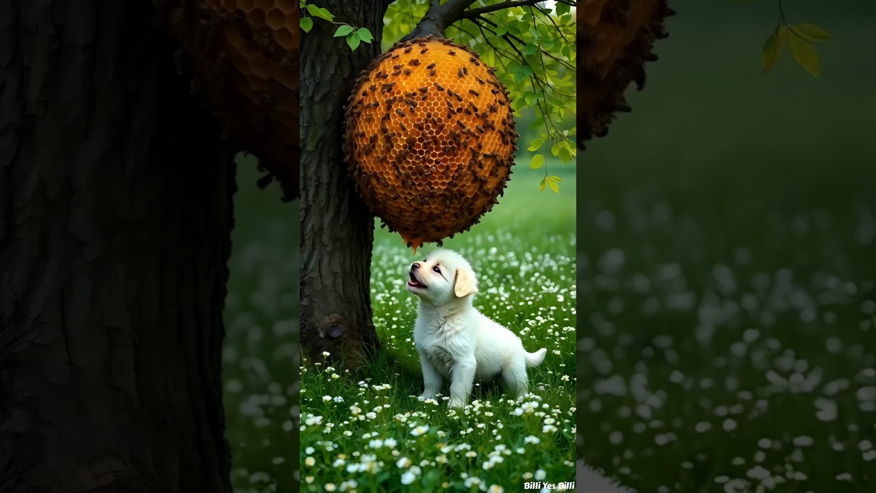 Puppy dog Covered in Honeycomb- Bees Rescued #dogrescue #puppy #dog #doglover #shorts #youtubeshorts