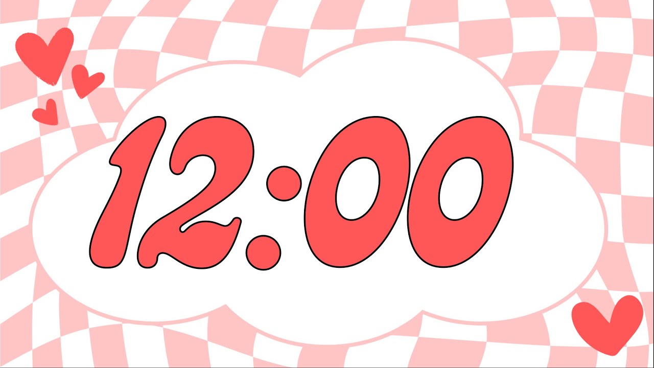 12 Minute Valentine's Day Checkerboard Heart Timer (Fun Synth Alarm at End, No Music)